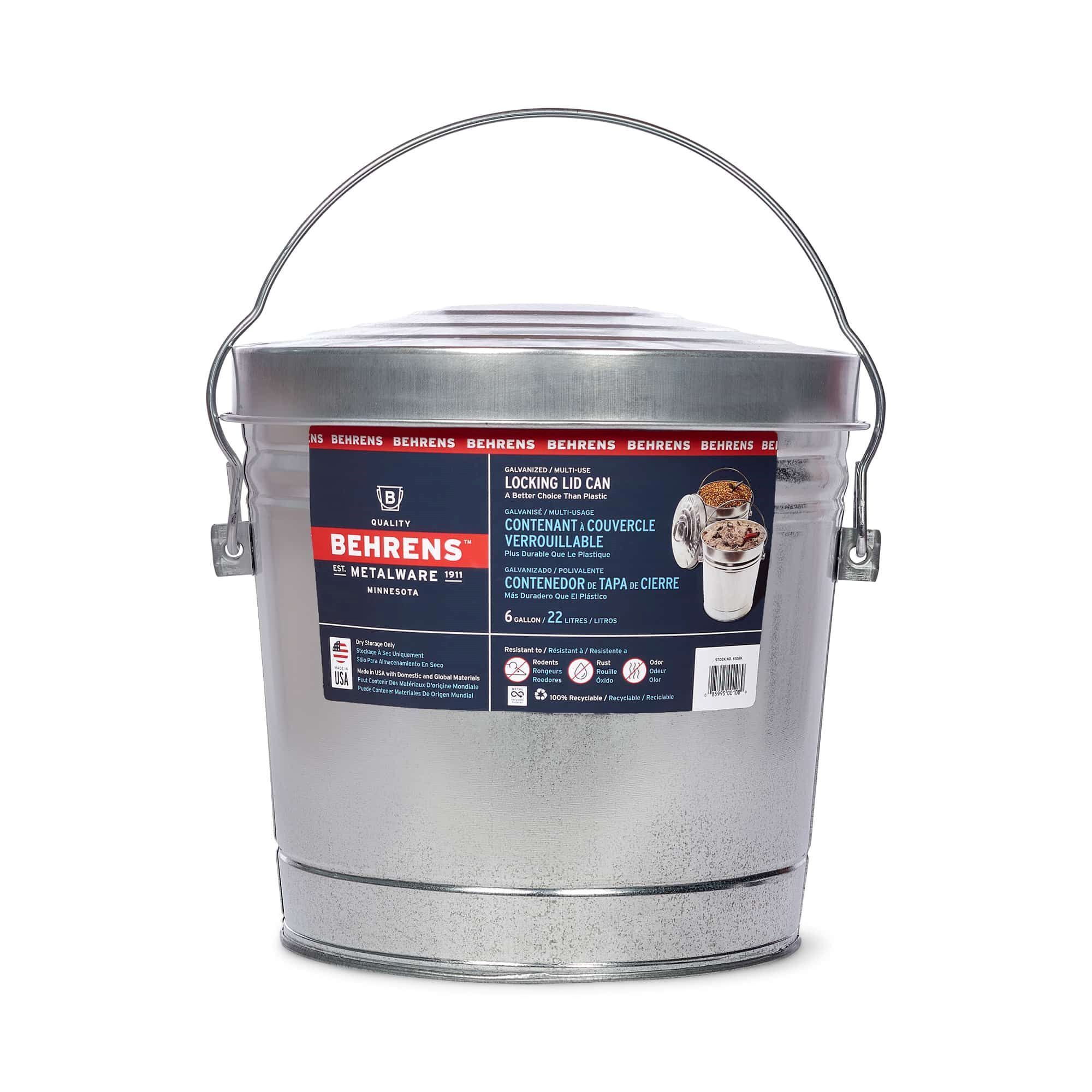 Behrens 6-Gallon Galvanized Steel Storage Can with Locking Lid, Model# 00108K